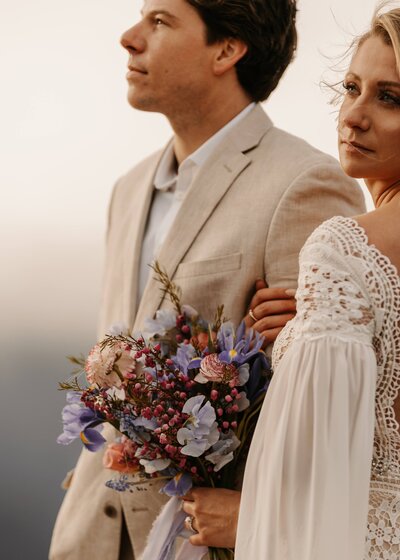 mountaintop elopement in Banff with alberta elopement photographer danielle boulger photography