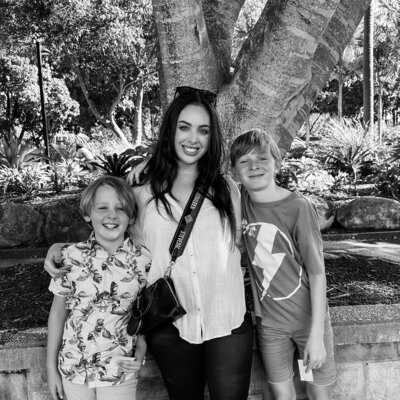 About us - photo of Sophie with her 2 sons