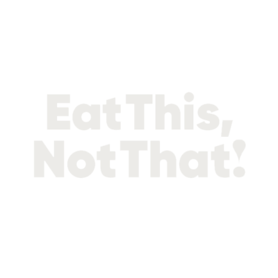 "Eat This, Not That" logo displayed on a white background, emphasizing better food options for health-conscious individuals.