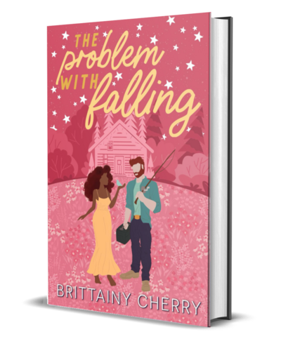 man with beard wearing a white shirt looks down on the cover of the air he breathes by romance author brittainy cherry