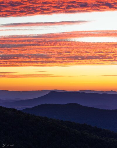 Beams of light over the Shenandoah River