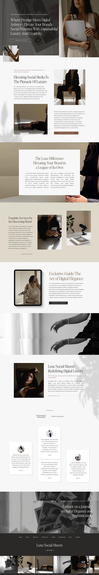 Showit website template for social media managers