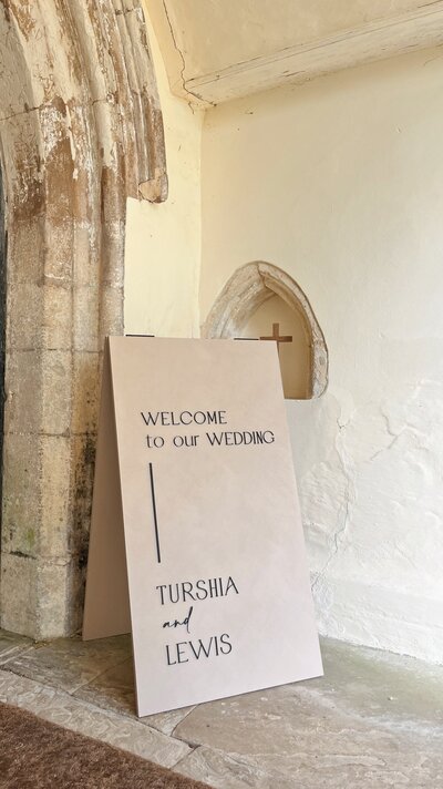 Bespoke wedding signage for modern wedding
