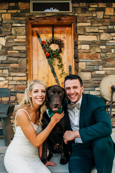 Boulder Wedding Photographer captures bride and groom with dog