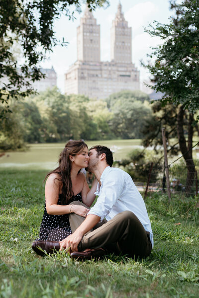 Authentic couples engagement session in Central Park, NYC. Candid documentary photography capturing genuine love and natural connections in an iconic setting