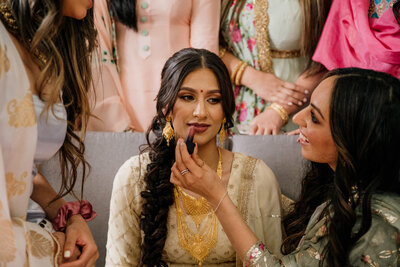 Bride-to-be having make-up done.