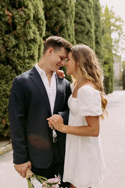 Elegant and classy elopement in Charleston, SC, sharing laughs together 