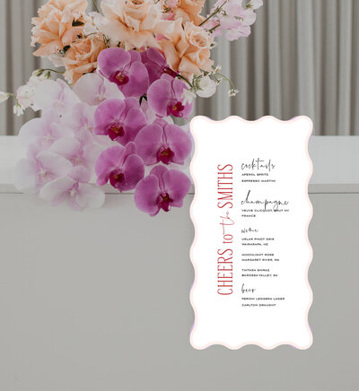 Round wave Big Love bar sign in peach and white