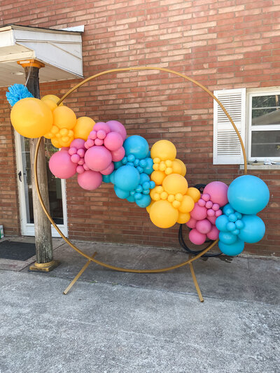 Colorful balloon garland decor for graduation party