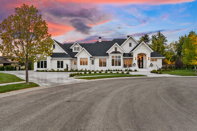 Exterior shot of The Alabaster Estate by Idaho Luxury Custom Home builder Thompson Homes