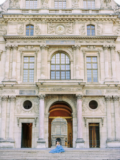 Bridal Portraits at The Louvre photographed by destination wedding photographer Katie Trauffer
