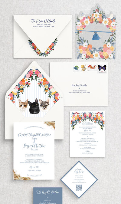 wedding invitations with pet portrait