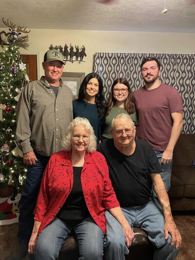 Ray and Ann Hodge with their son, Bryan, and his wife and children.