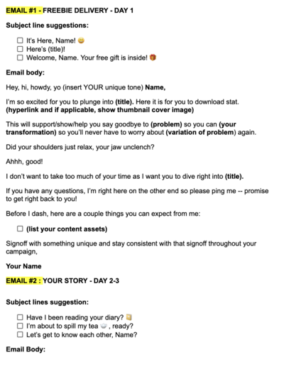 screenshot from email template collection