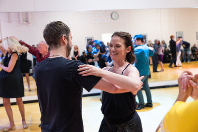 Couple enjoying a practice dance party at Dancers Studio, St. Paul, MN.