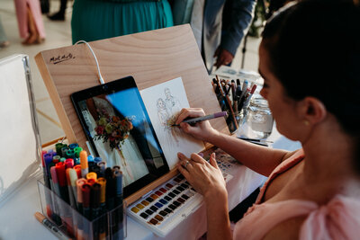 live-guest-illustrator-illustrating-live-at-a-wedding-in-hunter-valley