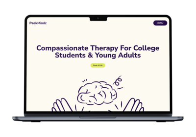 psychologist website design in a open laptop mockup