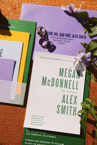 Modern colorful wedding invitations by The Detail Department