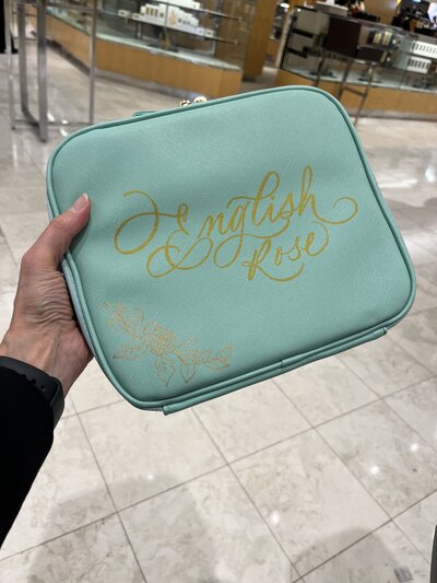 Hand lettered cosmetic case