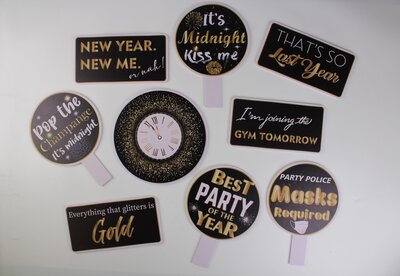 photo booth props with a new years theme