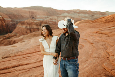 Couple laughing at snow canyon state park