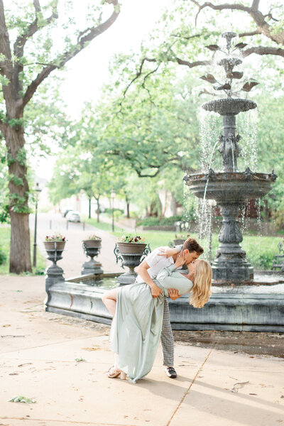 engaged couple dipping by wedding photographer fort myers fl