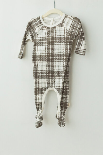 burts bee’s plaid pjs for baby