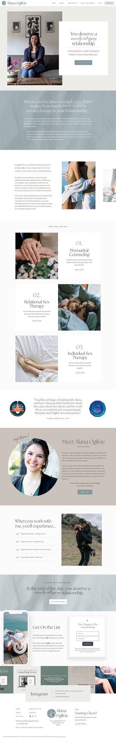Image of new homepage on Showit