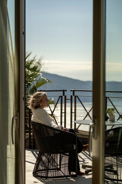 Father and daughter on overlook