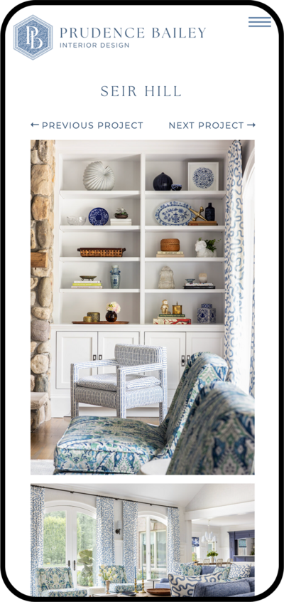 Project page with project title, location and description with photos flowing below.