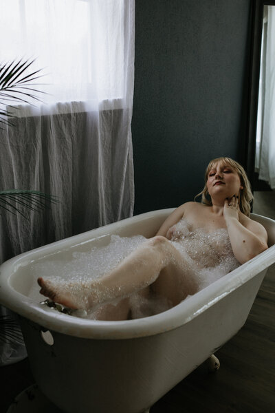 Woman in bubble bath by Boudoir by Kiella