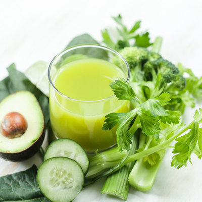 Celery juice  and cucumbers