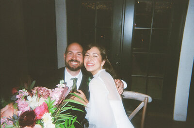 Film photo of Victoria Barclay, photographer at Through Victoria's Lens, and her husband on their wedding day