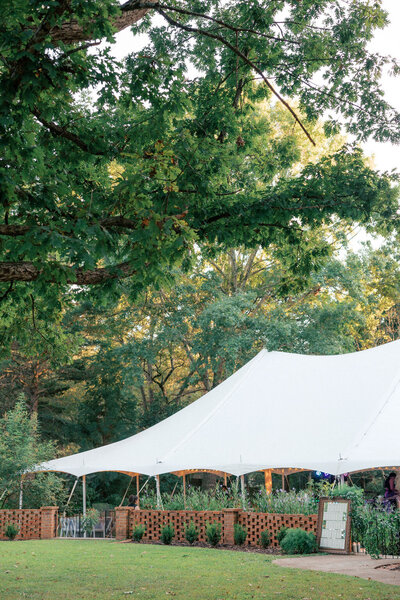 White sailcloth tent wedding reception in downtown Atlanta