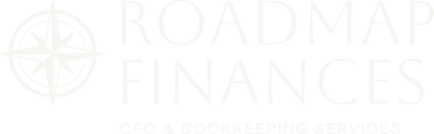 Star icon and font with words "Roadmap Finances CFO & Bookkeeping Service"