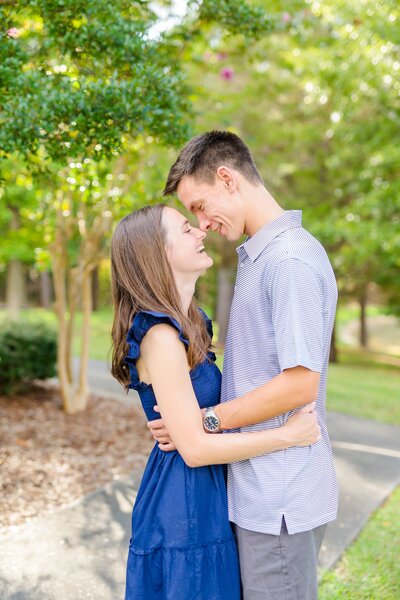 Newly engaged couple at Children's Harbor Chapel