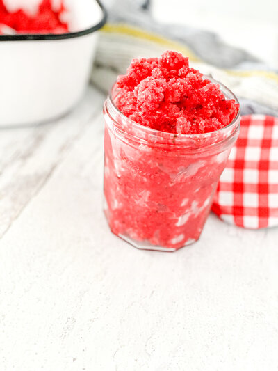 Strawberries are a huge hit in the summer. Turning them into ice refreshing granita is even better!