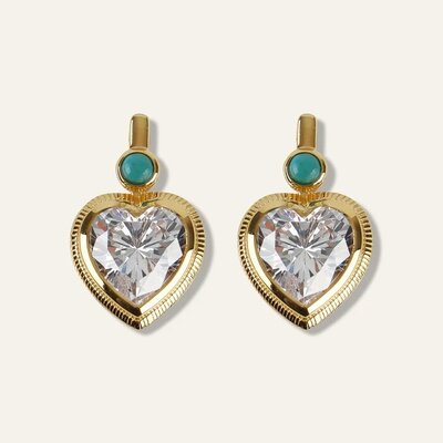 heart bezel earrings with turquoise accent | carlisledigitalmarketing.com