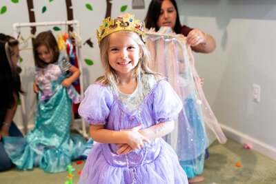 Princess dress up and make believe at The Nest, a natural learning center in Surf City, NC