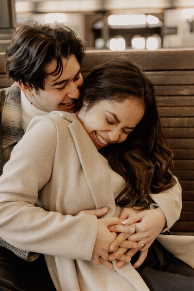 Hoboken  Couple Photoshoot Train Station