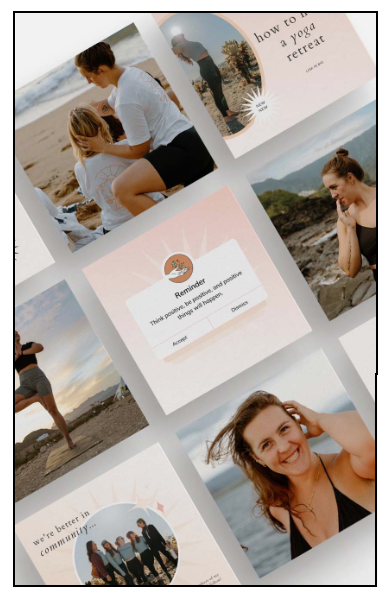 Branded Instagram post mock-ups for yoga and wellness client.