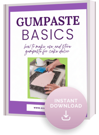 a mockup preview of gumpaste basics featuring the cover page and an icon that says instant download