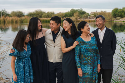 three generations family photos by the lake Meza and Phoenix Valley Arizona Senior Graduation Photographer