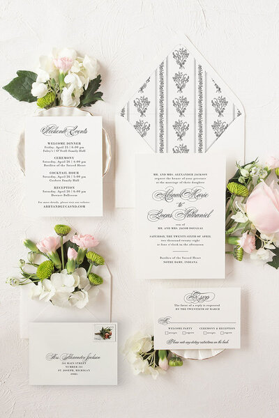 custom invitation suite in letterpress