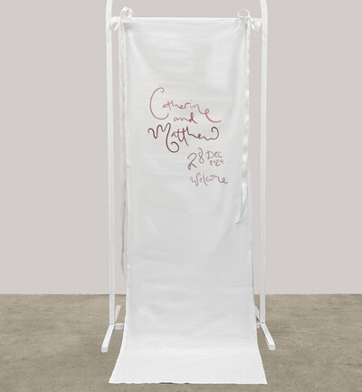 Poeme linen welcome sign for your wedding printed by State of Elliott