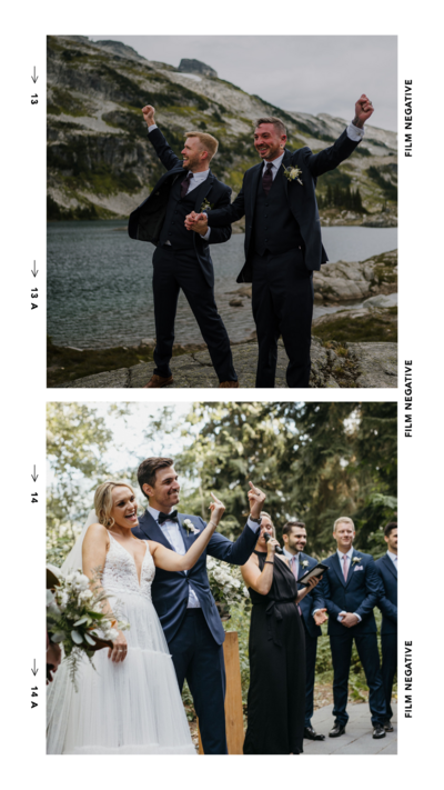 Polaroid film strip of couples just married