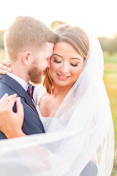 Bride and groom walk up memorial steps at their DC wedding