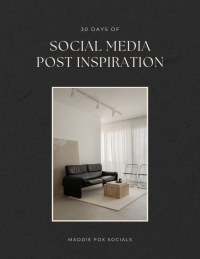 A digital mockup displaying the cover of the "30 Days of Social Media Inspiration" guide, offered as a freebie for email subscribers.