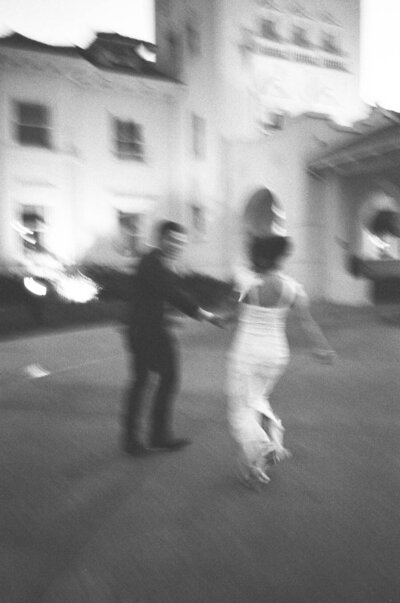 modern luxury wedding photo of bride and groom in California