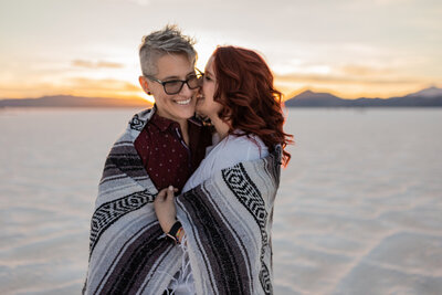 Erin + Mia's surprise elopement at  Bonneville Salt Flats in Utah